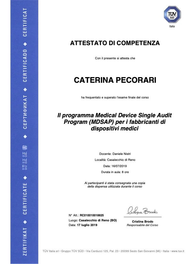 MDSAP Training Certificate